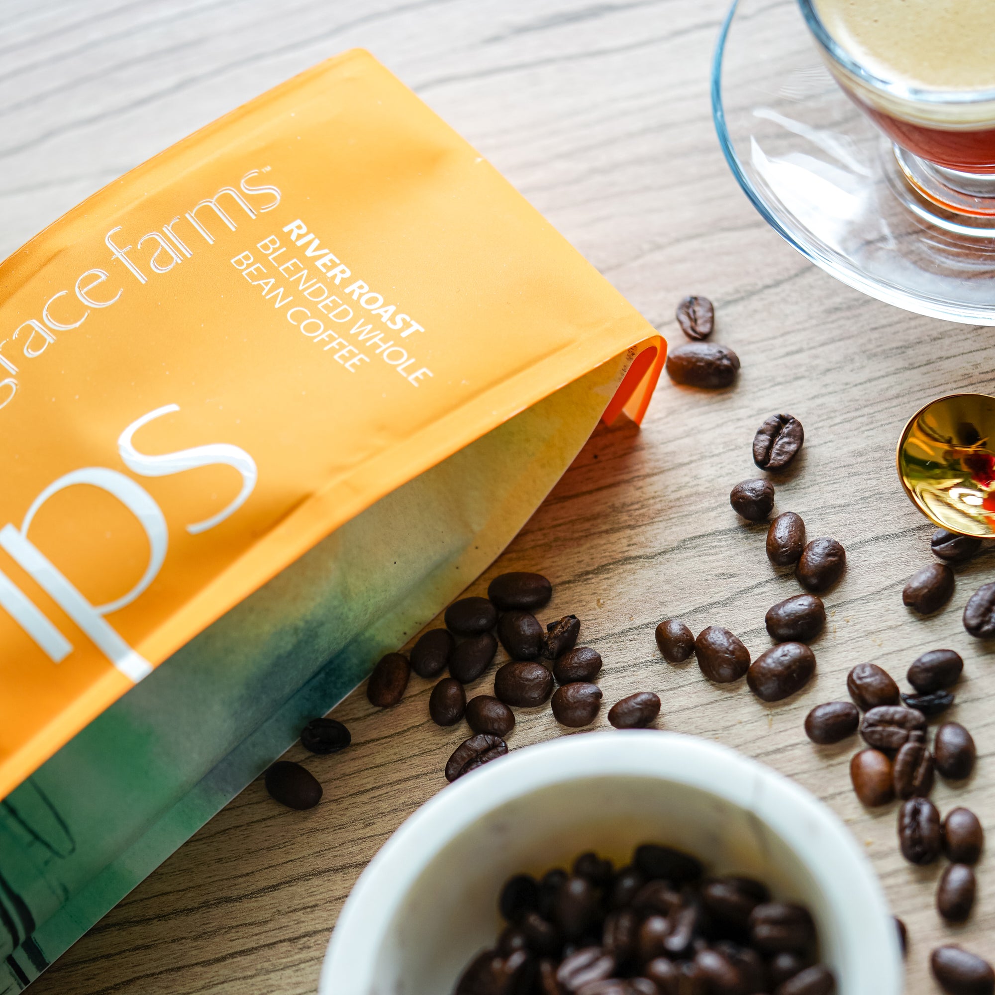 River Roast is a blended coffee from Ethiopia, Colombia, and Indonesia.