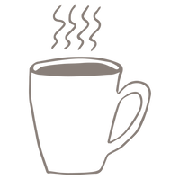 Outline of a steaming mug on a white background