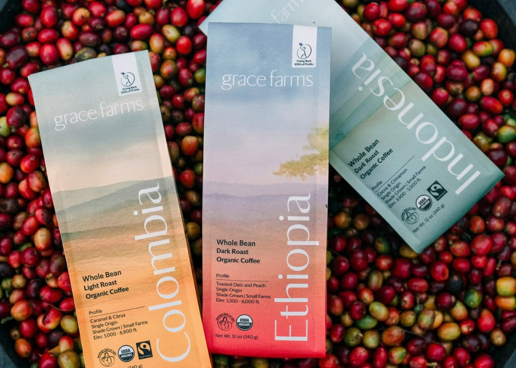 whole bean coffee colombia ethiopia indonesia grace farms 
